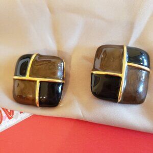VINTAGE GIVENCHY STYLE ENAMELED EARRINGS